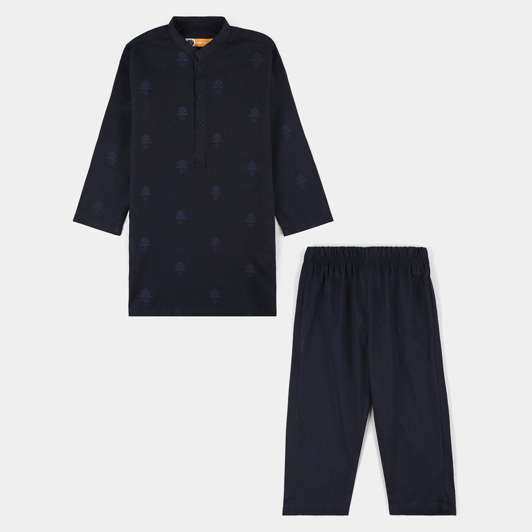 Boys Cotton Slub 2Piece Suit (Royal)-Blue