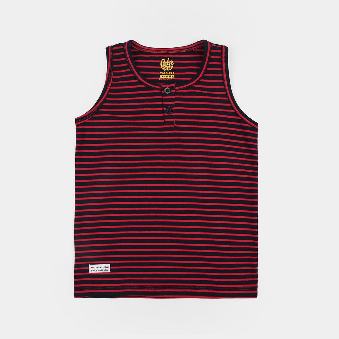 Boys Yarn Dyed Sando Chilling All Day-Red.Blue