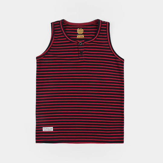 Boys Yarn Dyed Sando Chilling All Day-Red.Blue