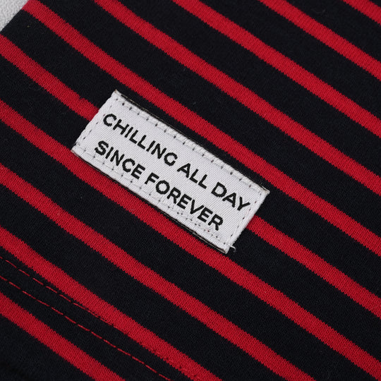 Boys Yarn Dyed Sando Chilling All Day-Red.Blue