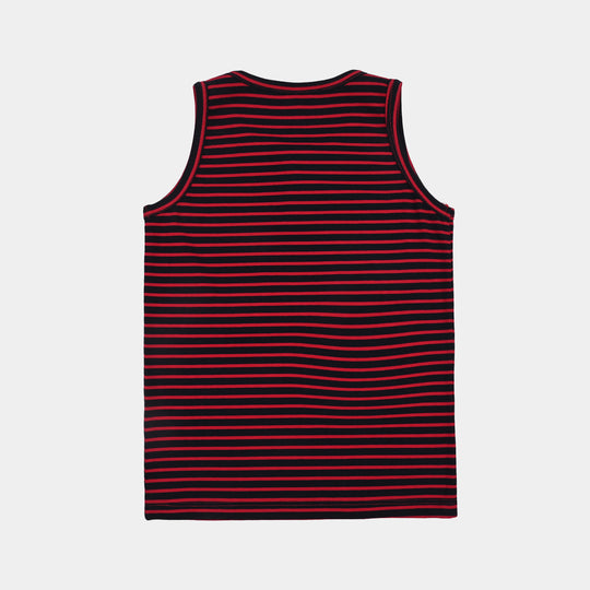 Boys Yarn Dyed Sando Chilling All Day-Red.Blue