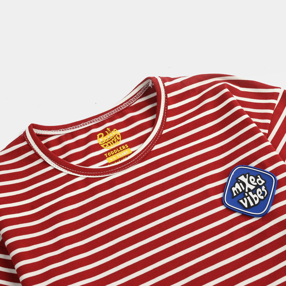 Boys Yarn Dyed Jersey T-Shirt MIXED VIBES-RED