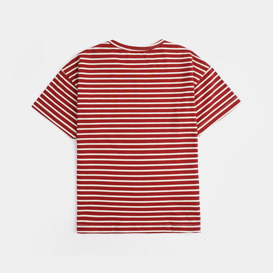 Boys Yarn Dyed Jersey T-Shirt MIXED VIBES-RED