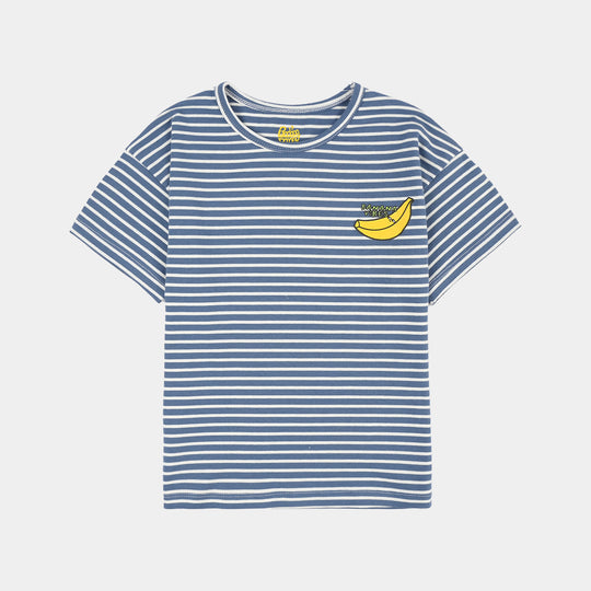 Boys Yarn dyed jersey T-Shirt BANANA VIBES- Blue