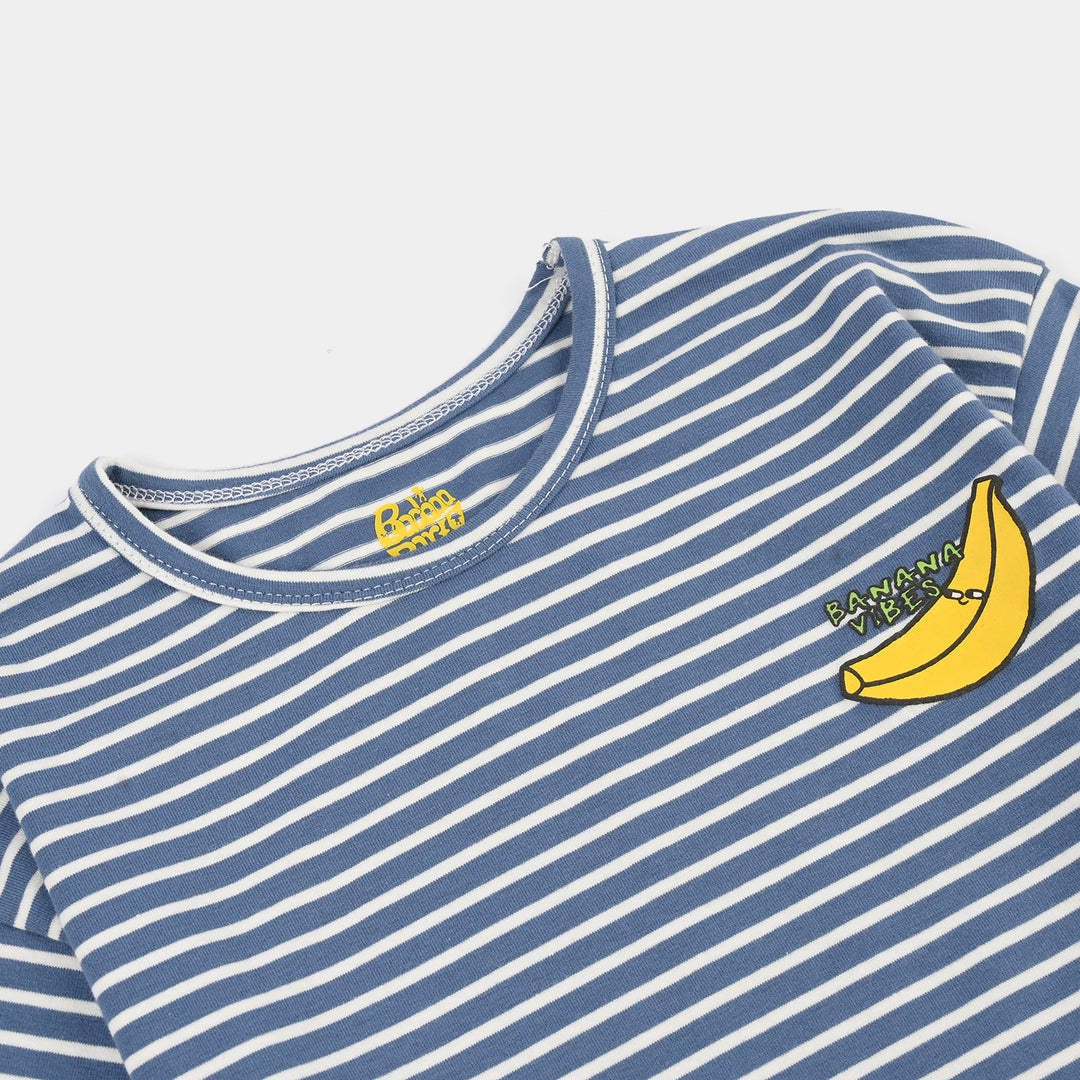 Boys Yarn dyed jersey T-Shirt BANANA VIBES- Blue