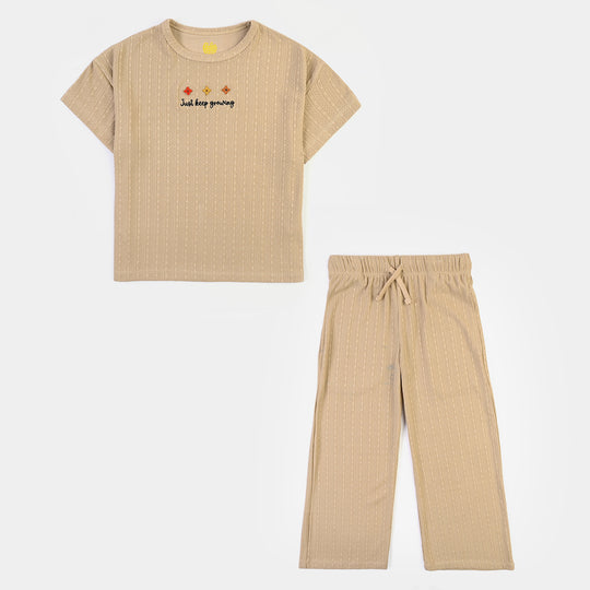 Girls Jacquard Suit JUST KEEP GROWING-BROWN
