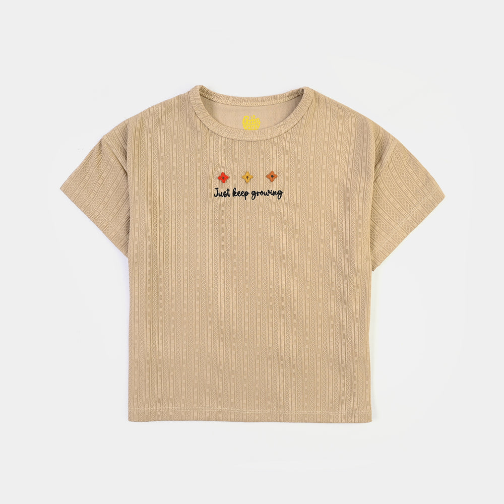 Girls Jacquard Suit JUST KEEP GROWING-BROWN