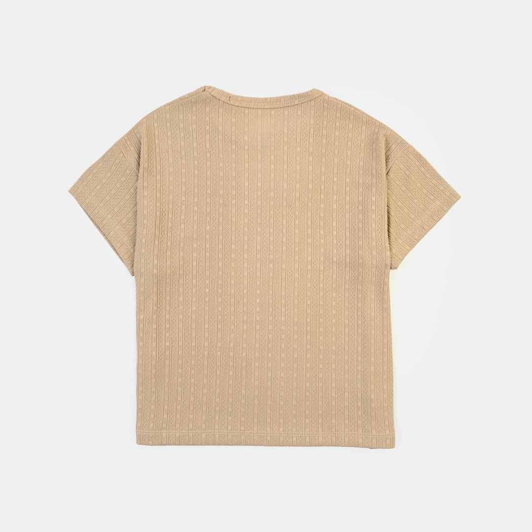 Girls Jacquard Suit JUST KEEP GROWING-BROWN