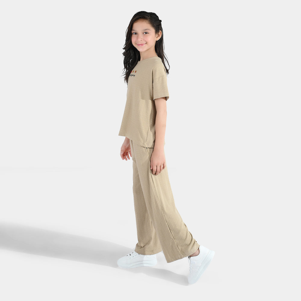 Girls Jacquard Suit JUST KEEP GROWING-BROWN