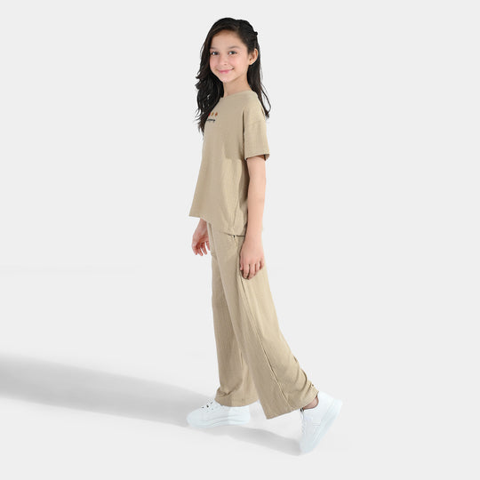 Girls Jacquard Suit JUST KEEP GROWING-BROWN