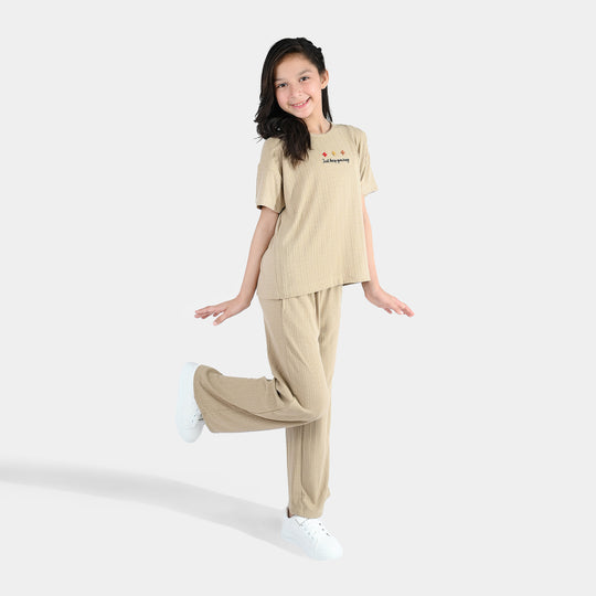 Girls Jacquard Suit JUST KEEP GROWING-BROWN