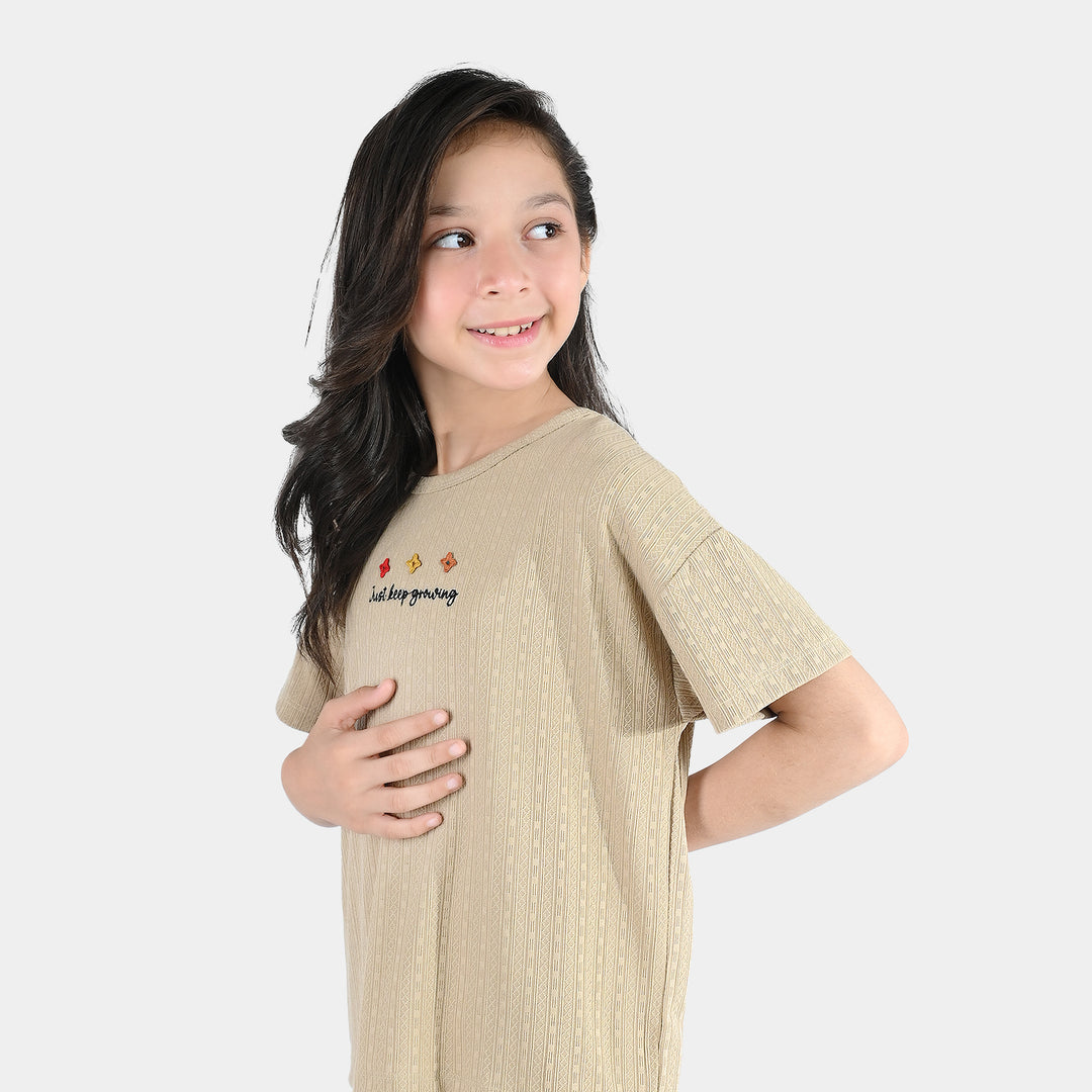 Girls Jacquard Suit JUST KEEP GROWING-BROWN