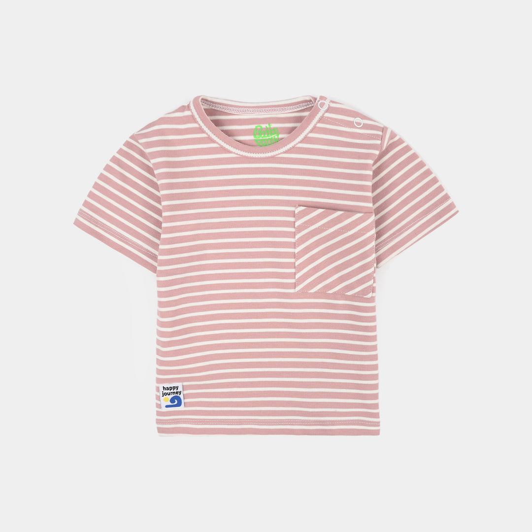 Infant Boys Yarn dyed jersey T-Shirt HAPPY JOURNEY-PURPLE