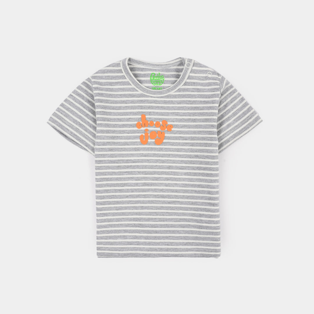 Infant Boys Yarn dyed jersey T-Shirt Choose Joy-GREY