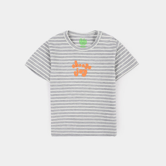 Infant Boys Yarn dyed jersey T-Shirt Choose Joy-GREY