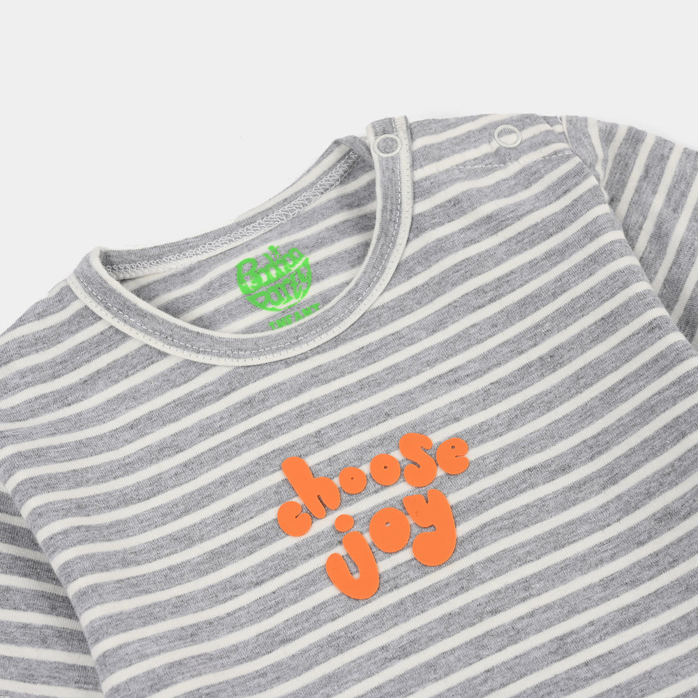 Infant Boys Yarn dyed jersey T-Shirt Choose Joy-GREY