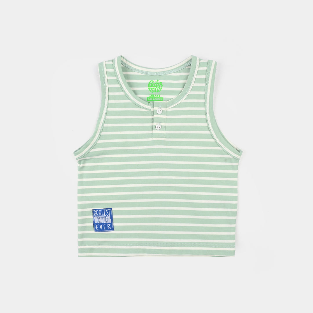 Infant Boys Yarn Dyed Sando COOLEST KID EVER-Green