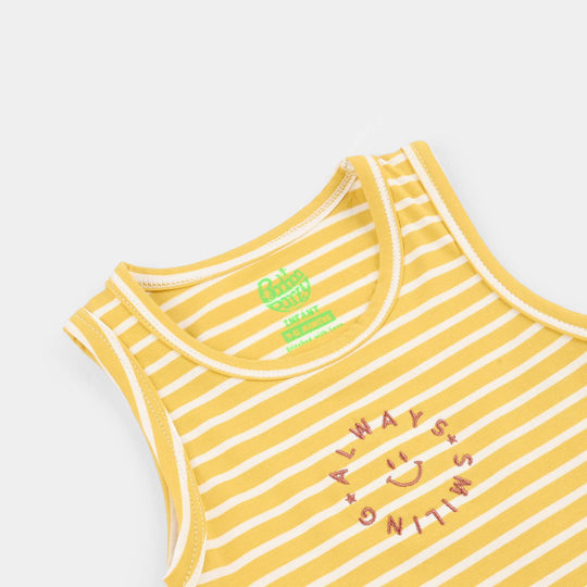 Infant Boys Yarn dyed jersey Sando Always Smiling-YELLOW