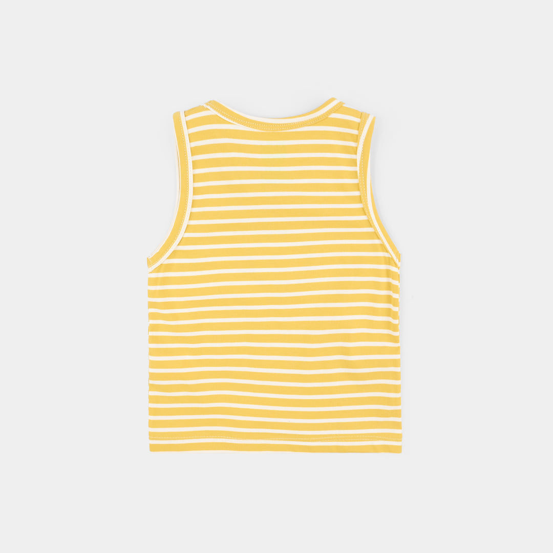 Infant Boys Yarn dyed jersey Sando Always Smiling-YELLOW