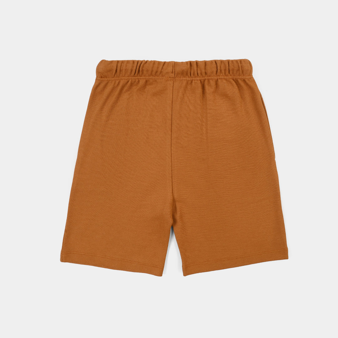 Boys Cotton PK Short Mode On-BROWN