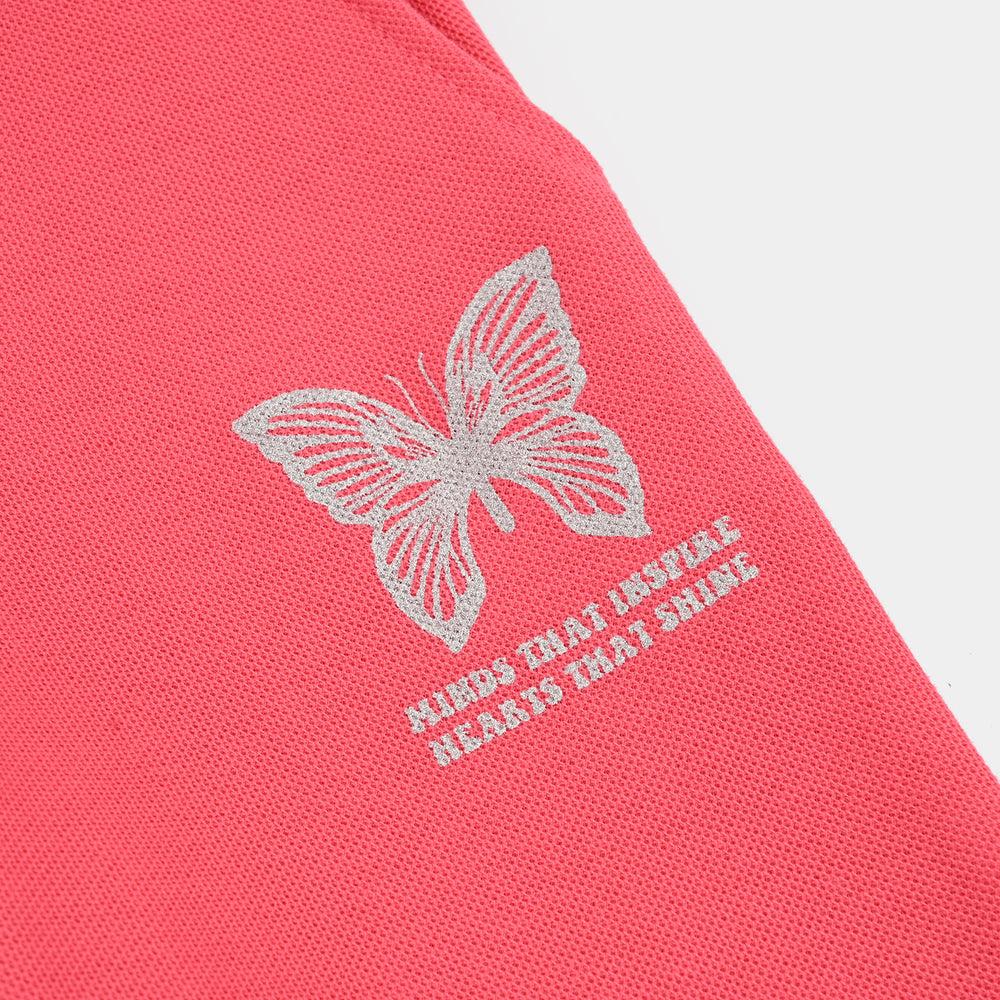 Girls Cotton PK Pyjama Butterfly-PINK