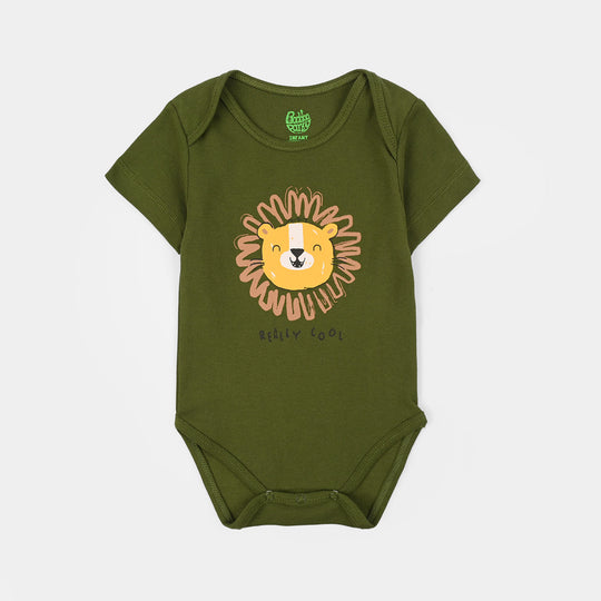 Infant Unisex Cotton Pk Basic Romper Really Cool-GREEN
