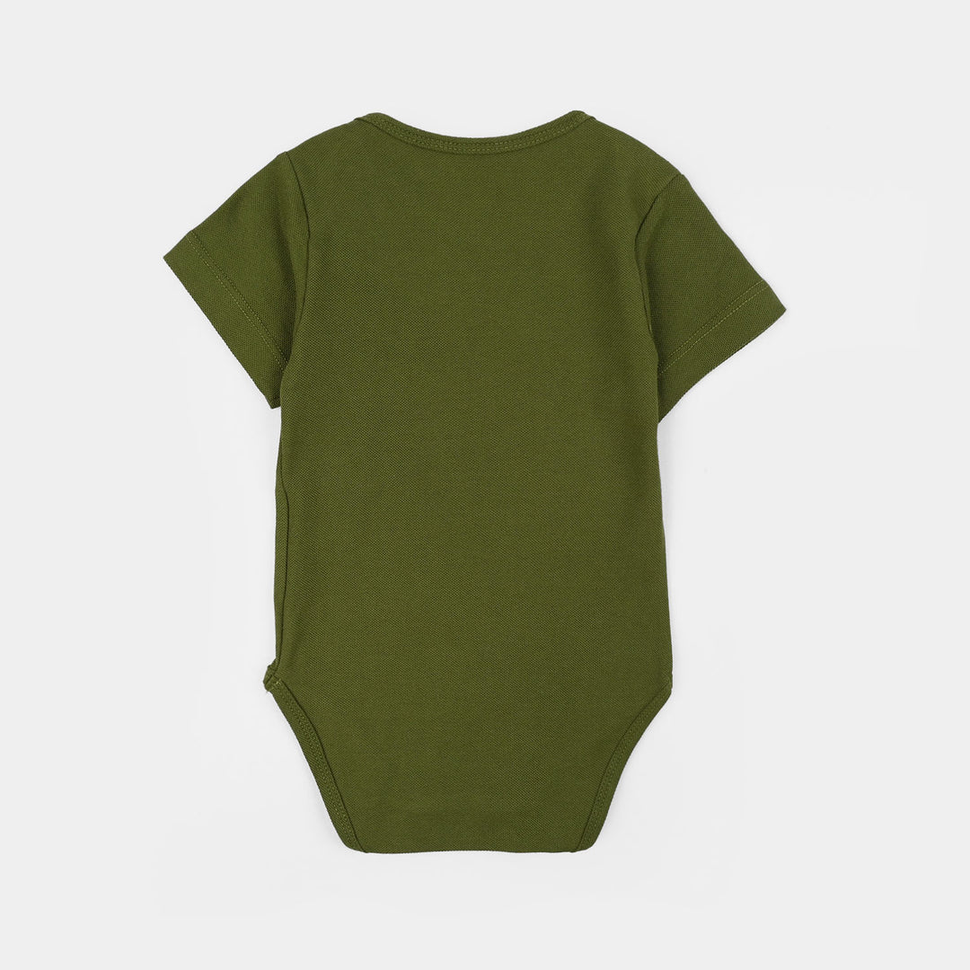 Infant Unisex Cotton Pk Basic Romper Really Cool-GREEN