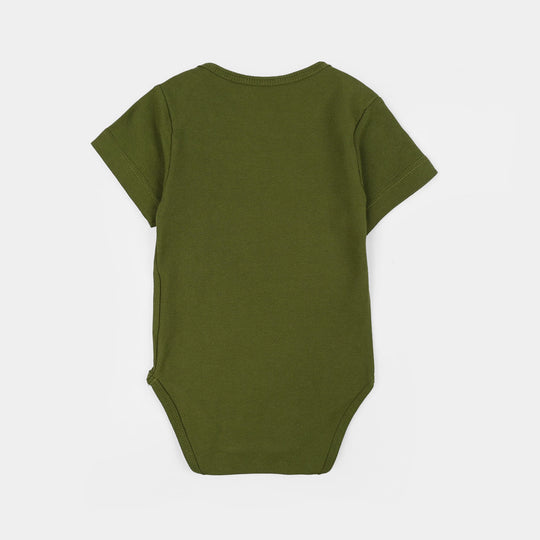 Infant Unisex Cotton Pk Basic Romper Really Cool-GREEN