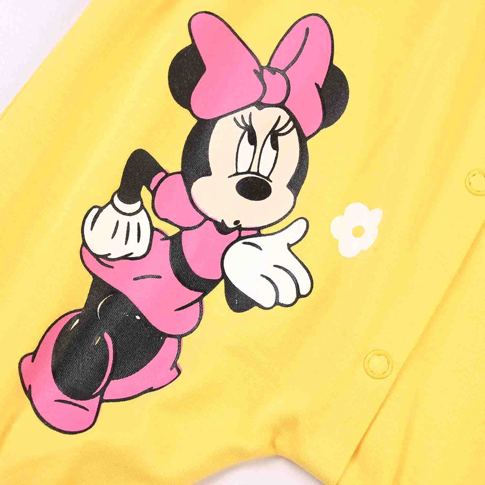 Infant Girls Cotton Interlock Romper Character-YELLOW