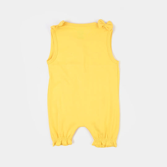 Infant Girls Cotton Interlock Romper Character-YELLOW