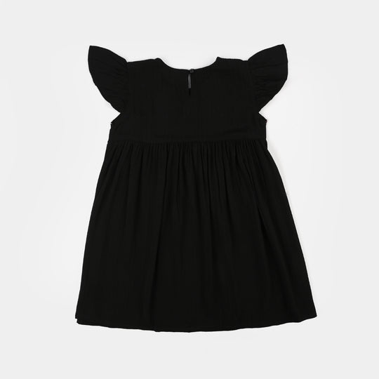 Girls Cotton Casual Frock Dusky-BLACK