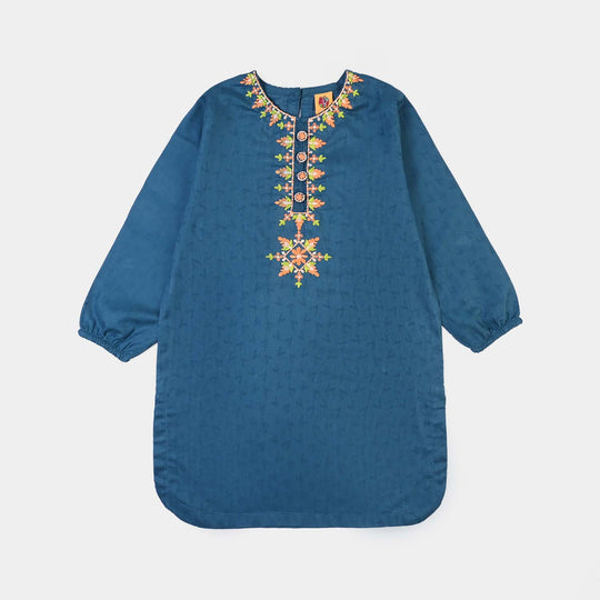 Girls Jacquard Emb 2Pcs Zareen - Teal.Blue