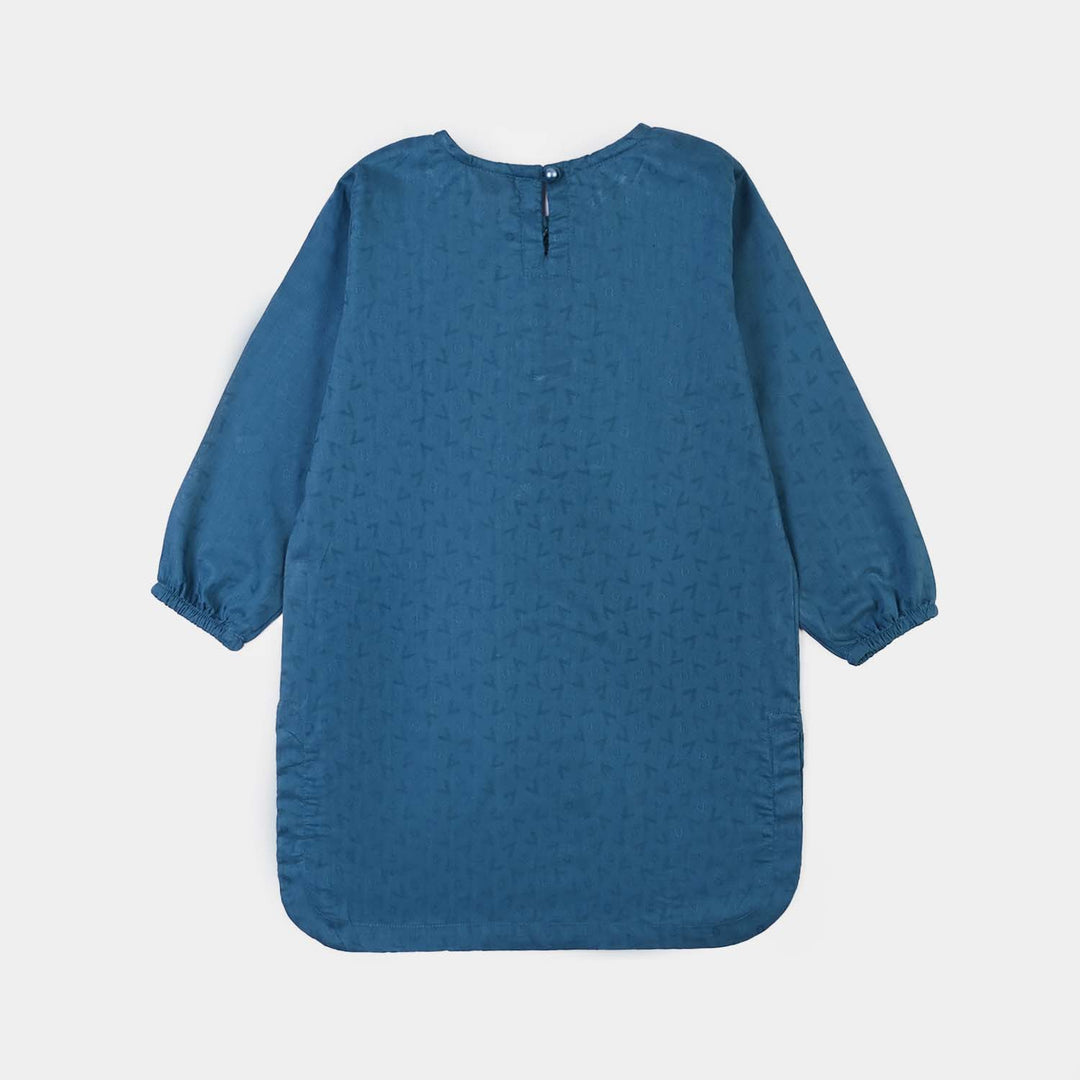 Girls Jacquard Emb 2Pcs Zareen - Teal Blue