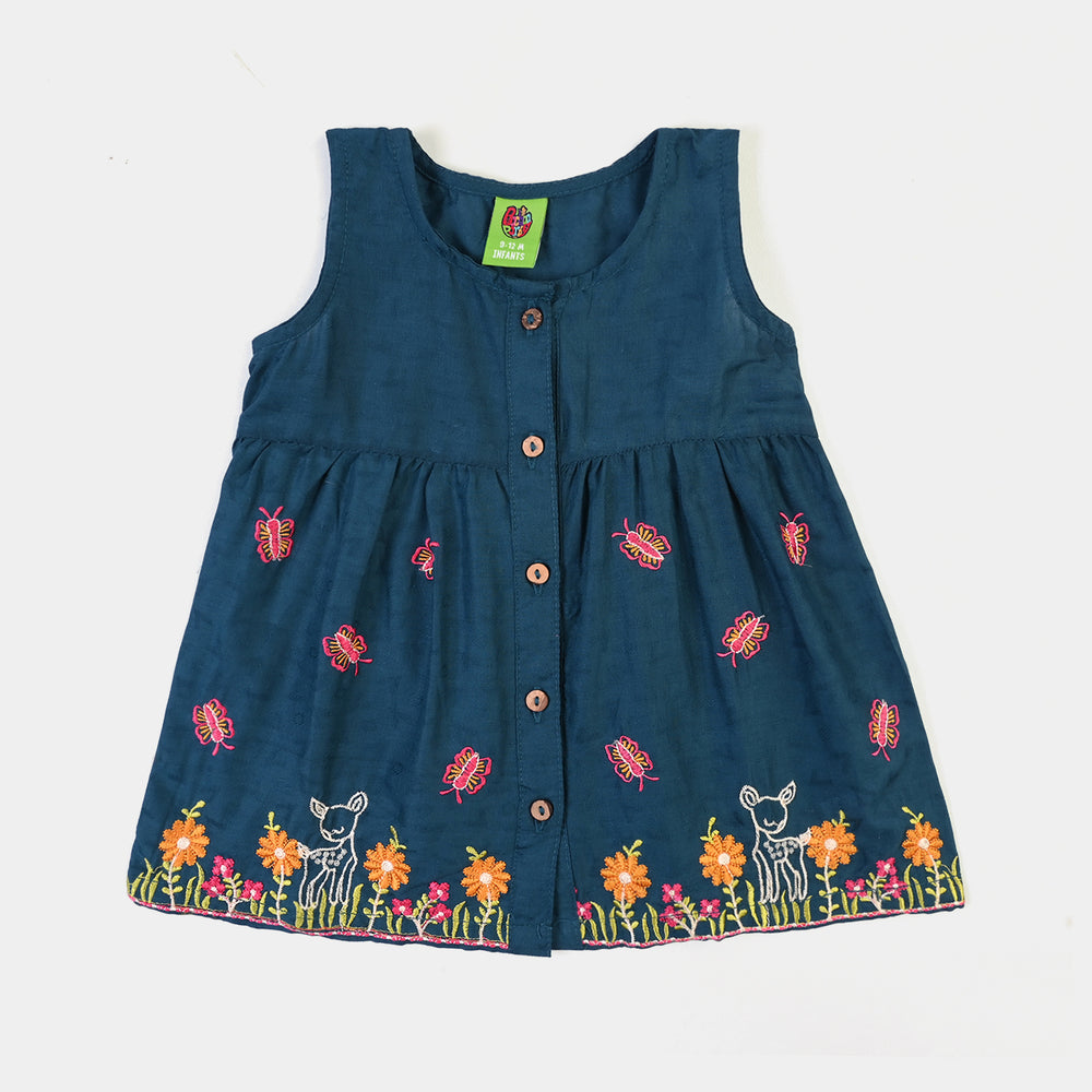 Infant Girls Jacquard Emb 2Pcs Little Deer-Teal