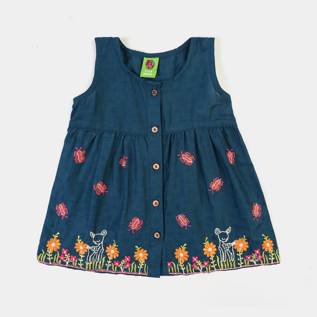 Infant Girls Jacquard Emb 2Pcs Little Deer-Teal