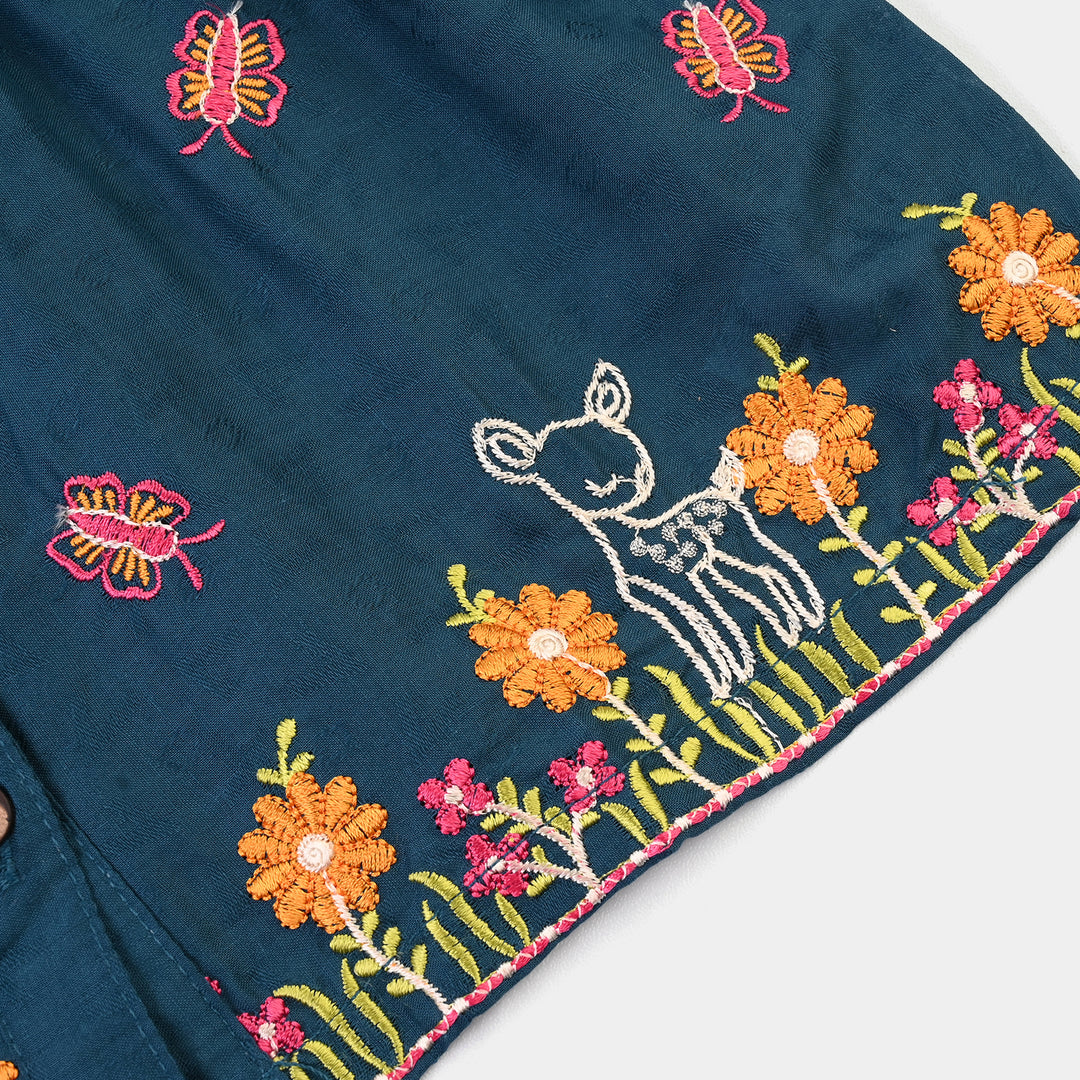 Infant Girls Jacquard Emb 2Pcs Little Deer-Teal