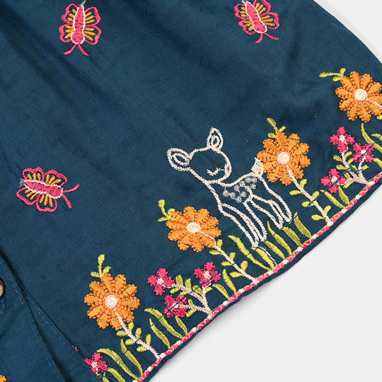 Infant Girls Jacquard Emb 2Pcs Little Deer-Teal