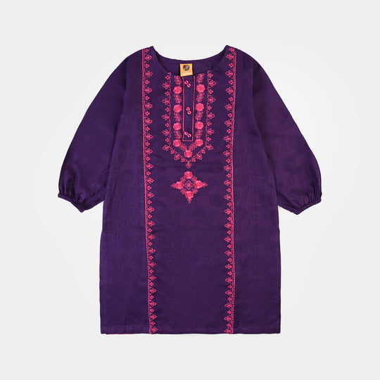 Girls Jacquard Emb 2Pcs Haya-Purple