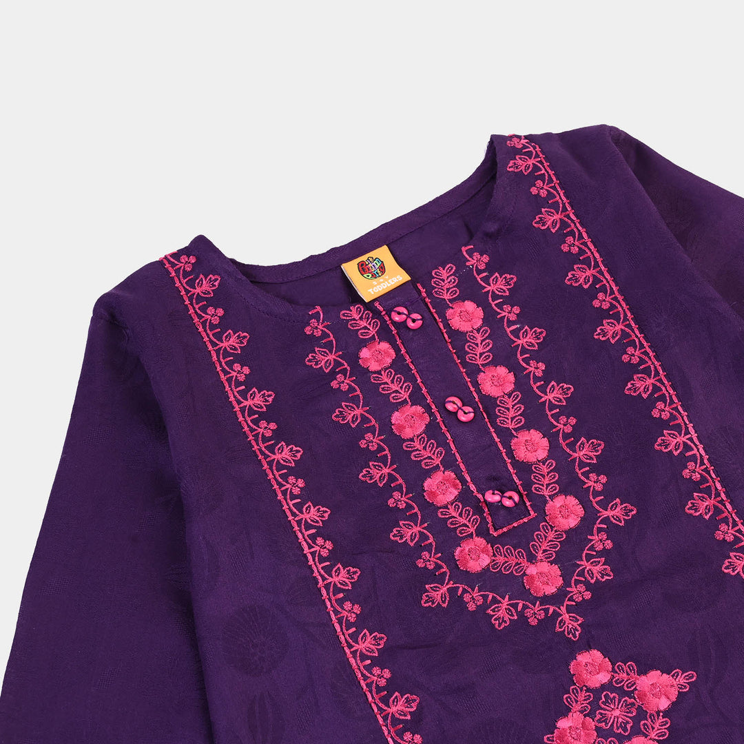 Girls Jacquard Emb 2Pcs Haya-Purple