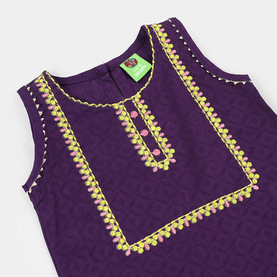 Infant Girls Jacquard Emb 2Pcs Noor Pari-PURPLE