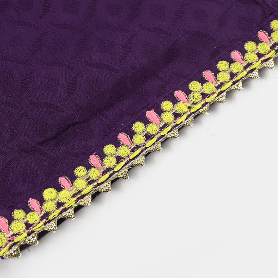 Infant Girls Jacquard Emb 2Pcs Noor Pari-PURPLE