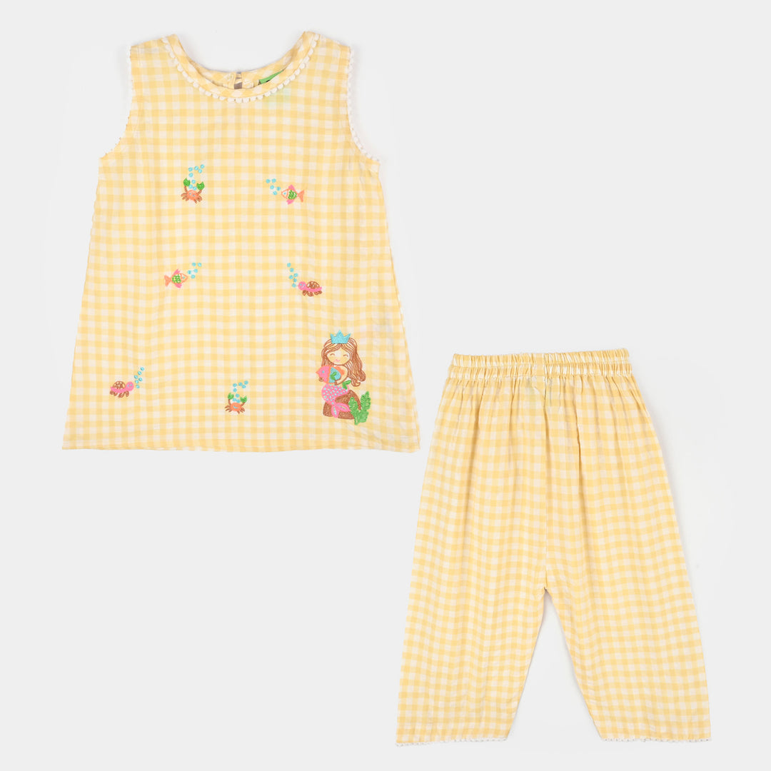Infant Girls Cotton Emb 2Pcs Little-YELLOW