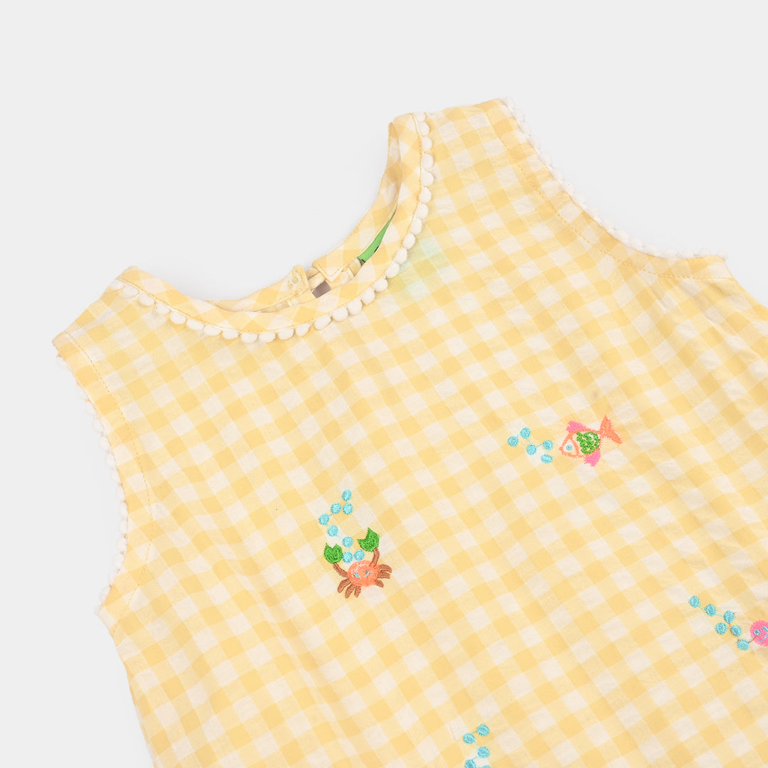Infant Girls Cotton Emb 2Pcs Little-YELLOW