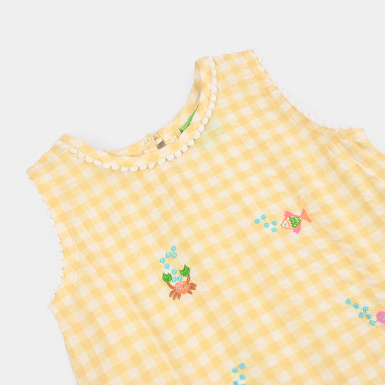 Infant Girls Cotton Emb 2Pcs Little-YELLOW