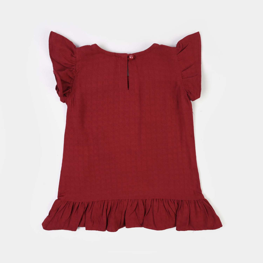 Infant Girls Cotton Emb 2Pcs Little Garden-MAROON