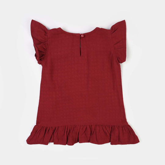 Infant Girls Cotton Emb 2Pcs Little Garden-MAROON