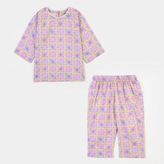 Infant Girls Cotton Printed 2Pcs Geometrical-PINK