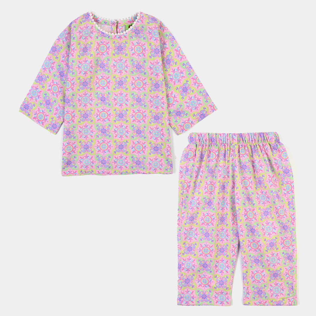 Infant Girls Cotton Printed 2Pcs Geometrical-PINK