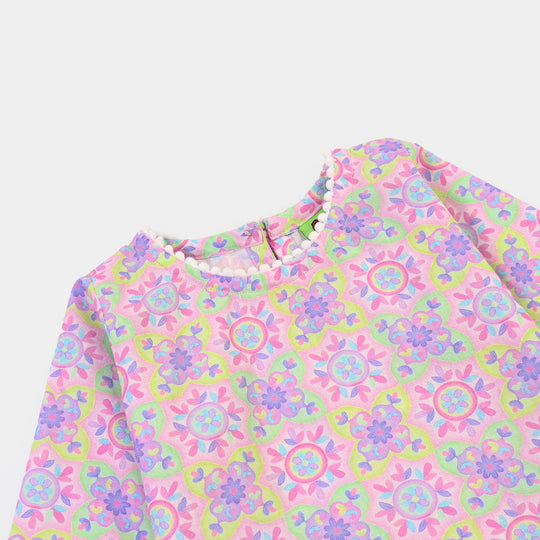 Infant Girls Cotton Printed 2Pcs Geometrical-PINK
