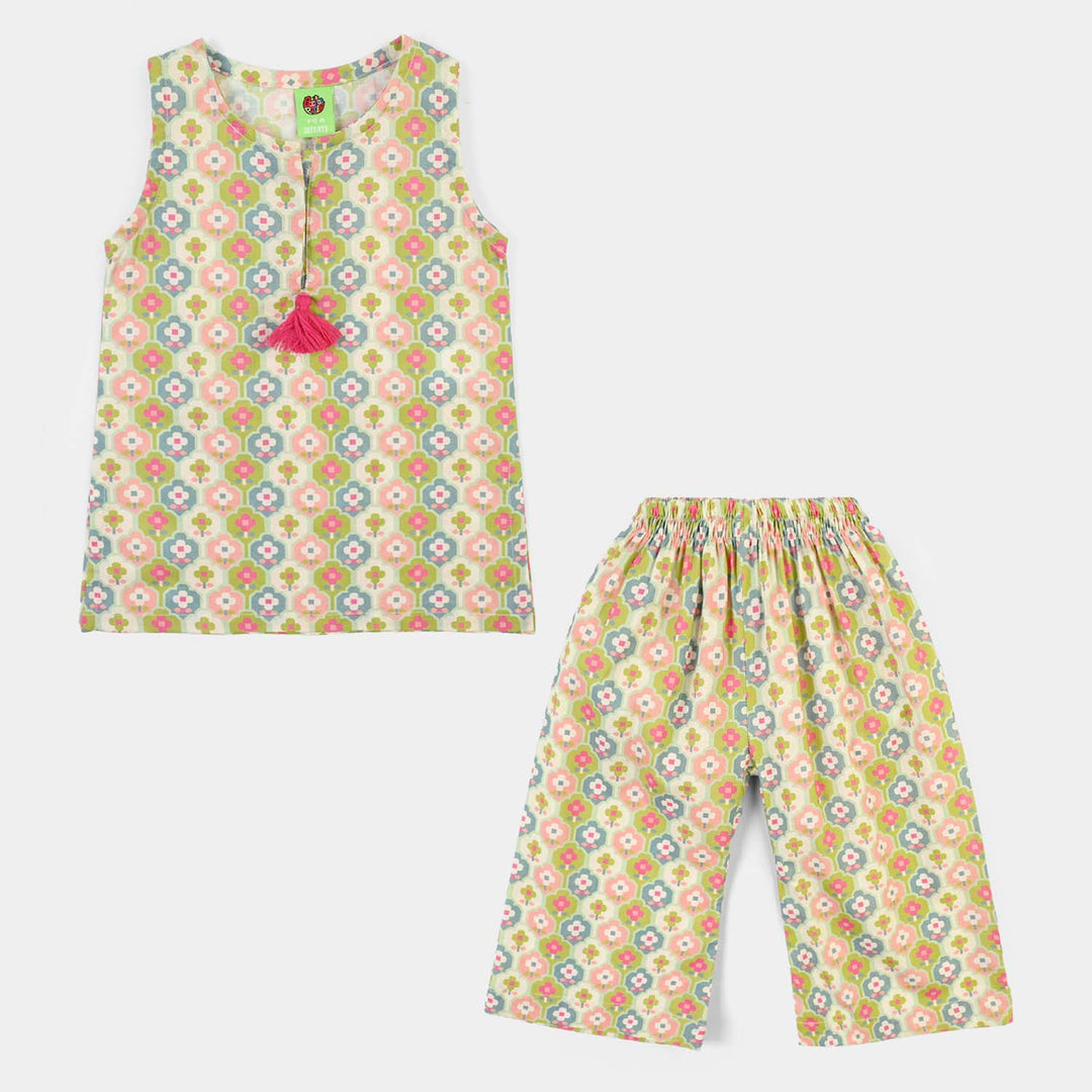 Infant Girls Cotton Printed 2Pcs Petals - Multi